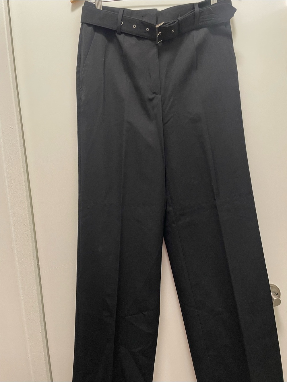 Prada Women's Black Gabardine 

Belted Dress Pants